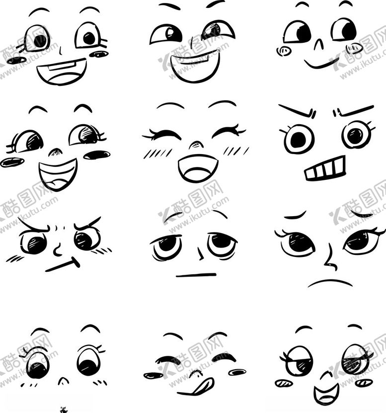 编号：42577211211715436798【酷图网】源文件下载-多样表情简笔画
