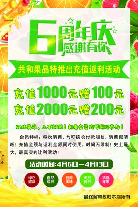 水果周年庆活动促销海报
