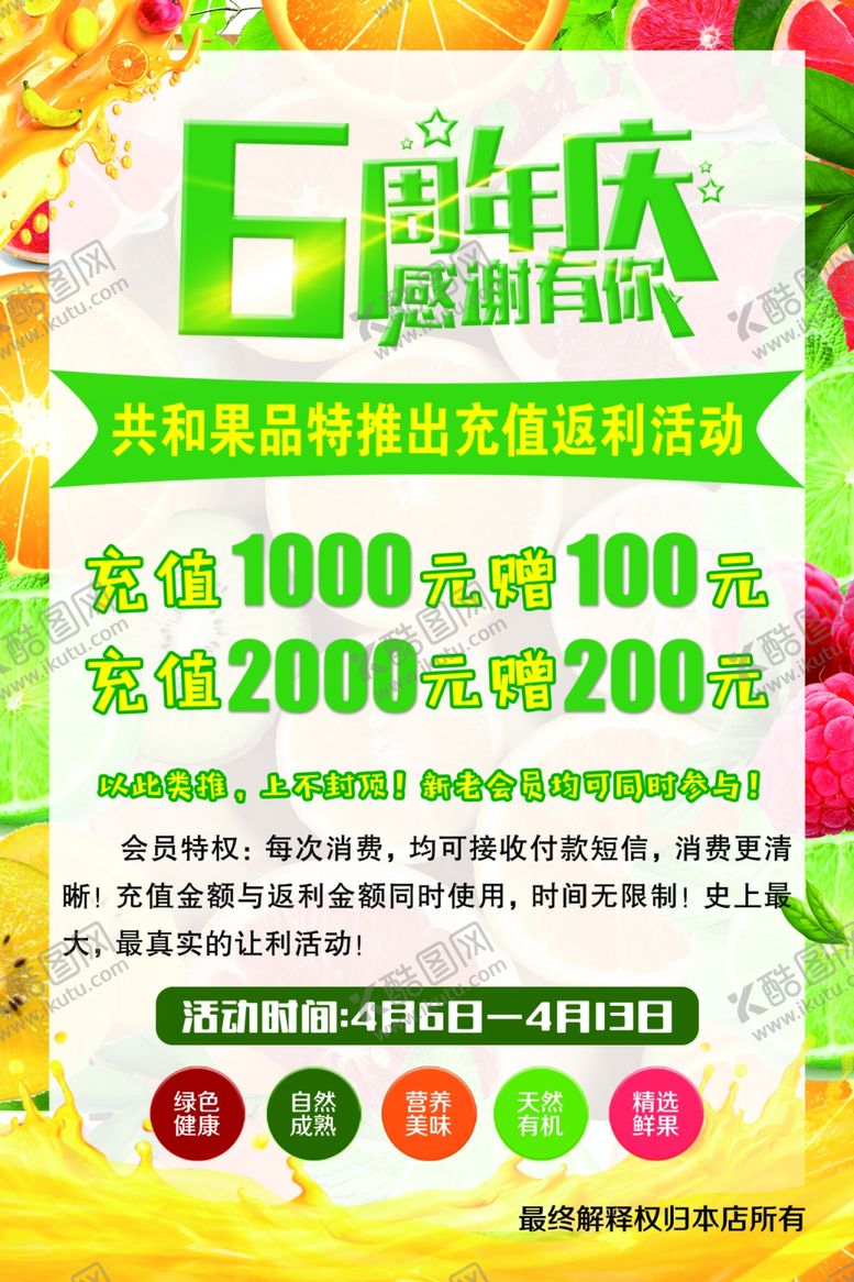 编号：49979406260045403481【酷图网】源文件下载-水果周年庆活动促销海报