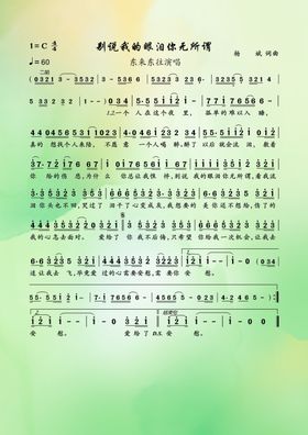 别说我的眼泪你无所谓简谱