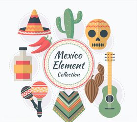 扁平化墨西哥元素矢量素材