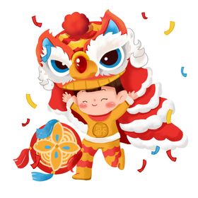 新年可爱舞狮