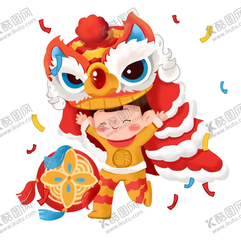 编号：92615207091604592979【酷图网】源文件下载-新年可爱舞狮