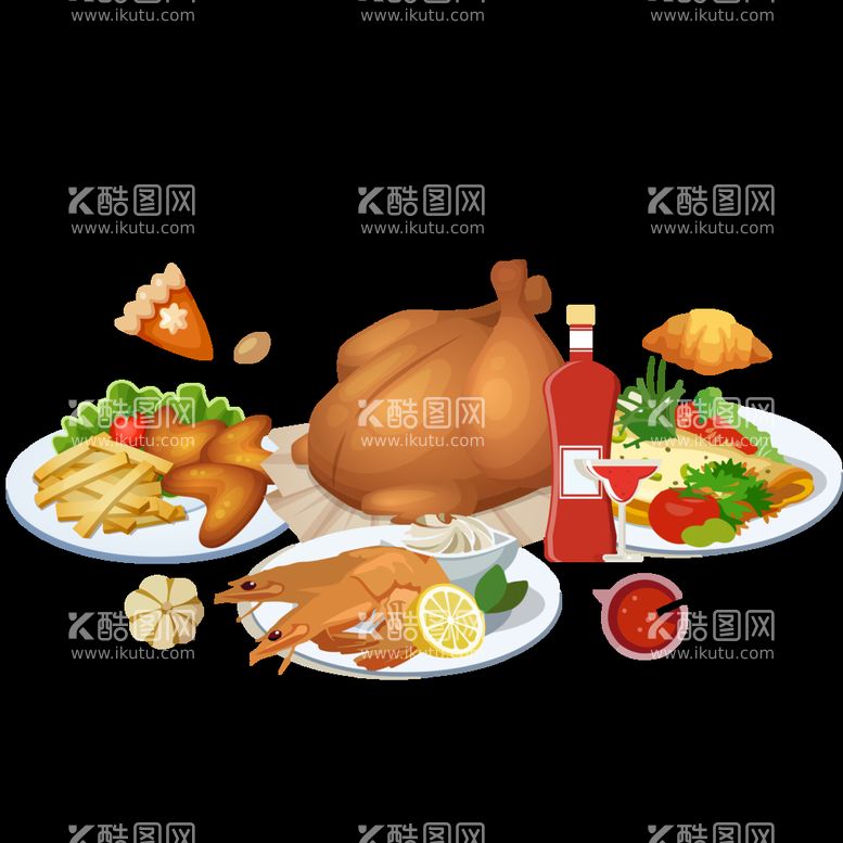 编号：36402910301645435168【酷图网】源文件下载-丰盛的晚餐美食