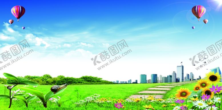 编号：61644604180007539319【酷图网】源文件下载-蓝天草地背景