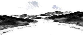 手绘古风插画背景图片复中式水墨大气