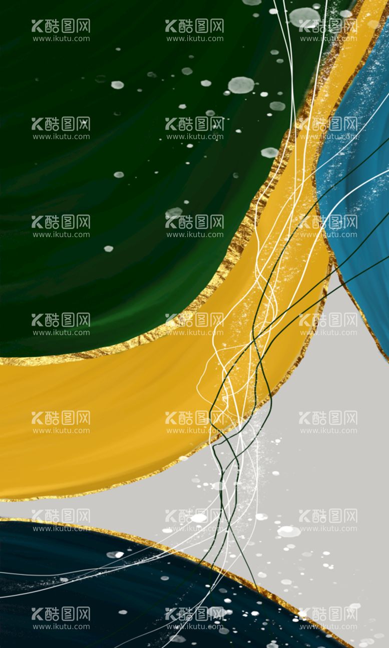 编号：58341610092232250192【酷图网】源文件下载-金色色块装饰画