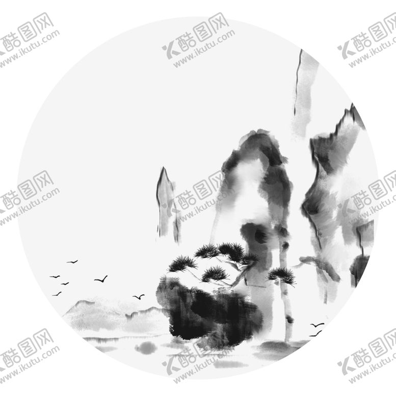 编号：84053410152143286099【酷图网】源文件下载-水墨中国风迎客松