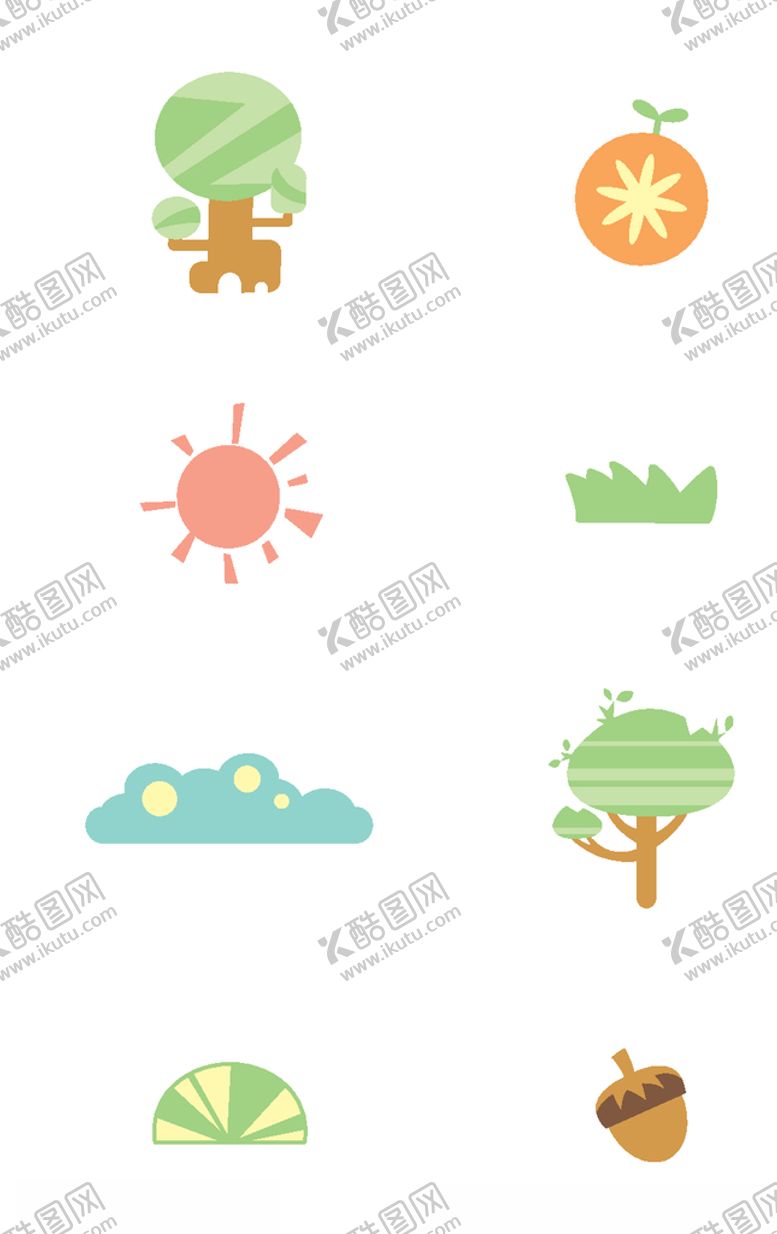 编号：44449206271727447283【酷图网】源文件下载-丛林可爱小动物植物元素