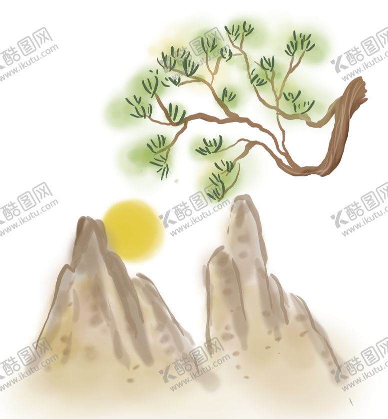 编号：96301009220758277423【酷图网】源文件下载-水墨中国风迎客松