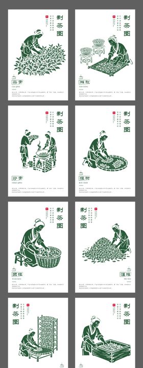 制茶工序插画海报