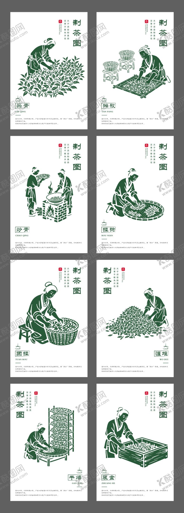 编号：51648704102056082068【酷图网】源文件下载-制茶工序插画海报
