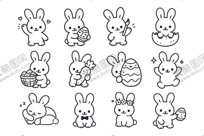 编号：10047704030844458367【酷图网】源文件下载-卡通兔子合集