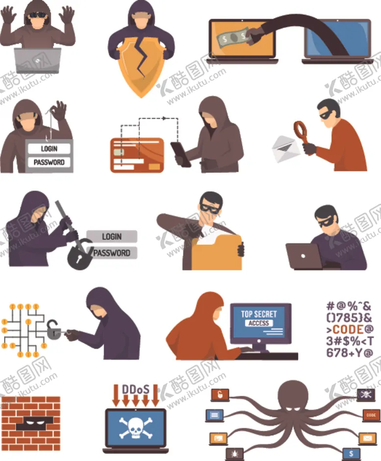 编号：16178605041818048077【酷图网】源文件下载-网络钓小偷插画