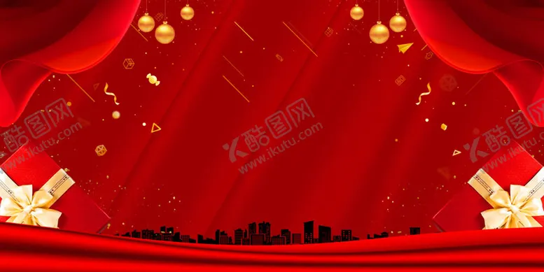 编号：04138609222001132586【酷图网】源文件下载-喜庆红色节日促销海报背景