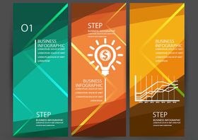 多彩步骤信息图表模板