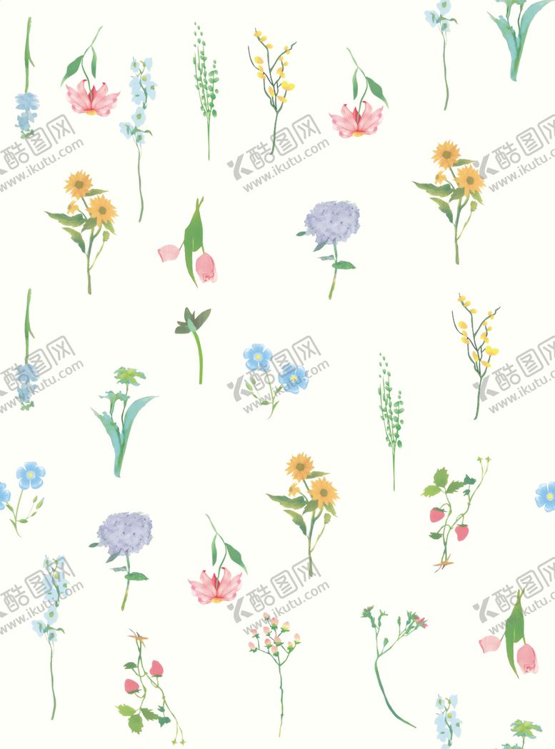 编号：38171404052015111266【酷图网】源文件下载-清新手绘花卉图案素材