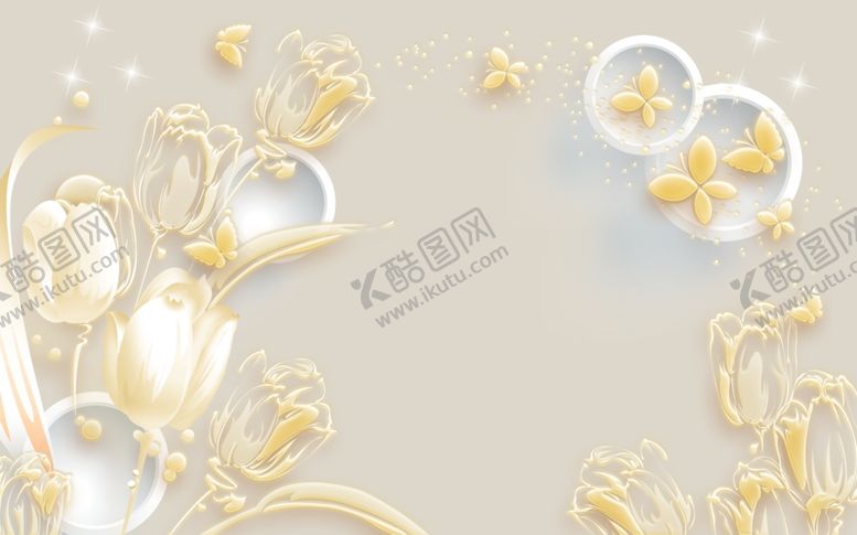 编号：56197109240845043990【酷图网】源文件下载-浮雕花郁金香背景墙