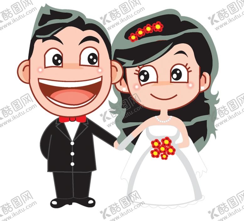 编号：23408310310342557046【酷图网】源文件下载-卡通新郎新娘