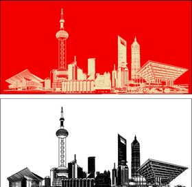 上海陆家嘴建筑群矢量图