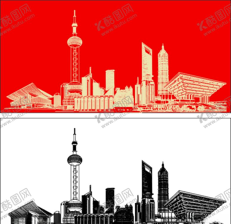 编号：79132006180231348278【酷图网】源文件下载-上海陆家嘴建筑群矢量图