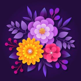 纸质花朵背景手工艺品折风格鲜