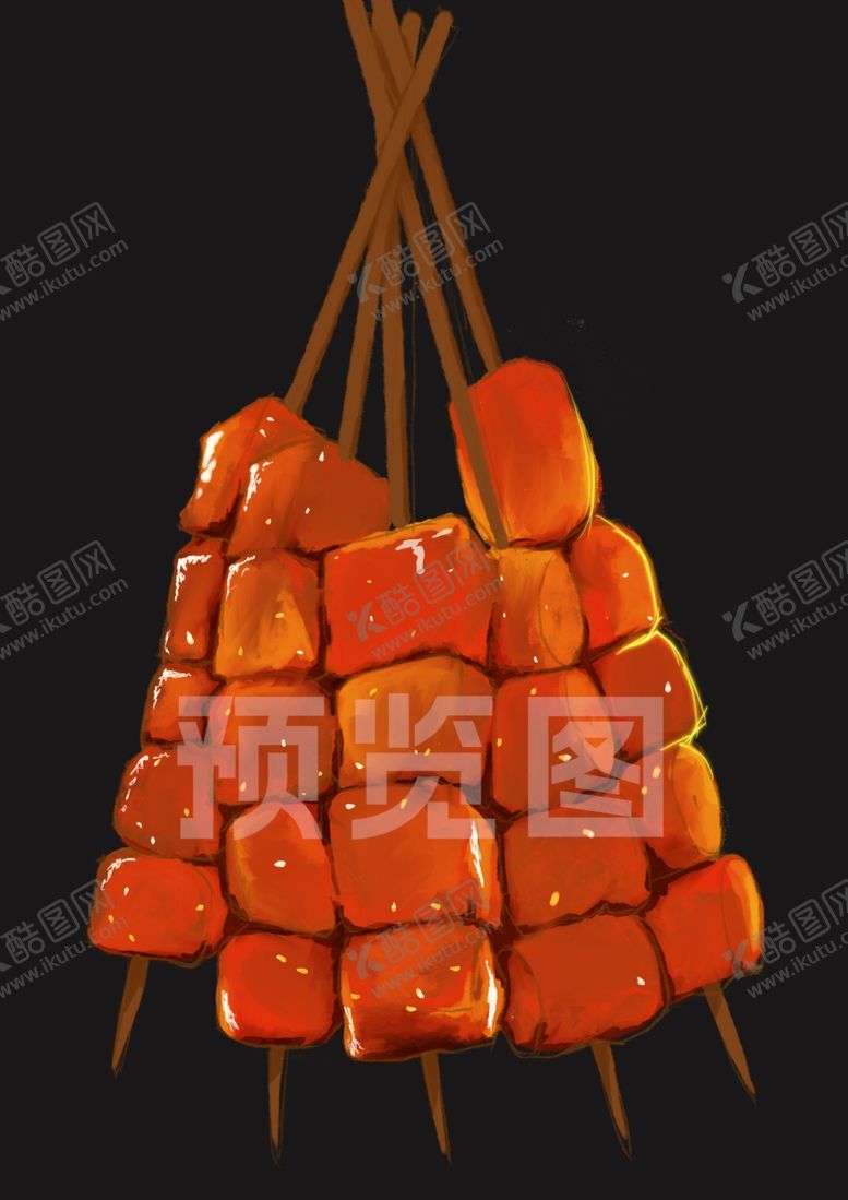 编号：57555402041952452488【酷图网】源文件下载-手绘烧烤鱼豆腐
