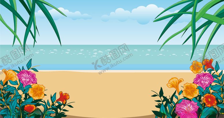 编号：76150510061732446570【酷图网】源文件下载-卡通海洋沙滩天空海岛背景