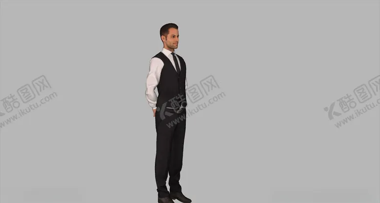 编号：60839507050422451808【酷图网】源文件下载-3D人物男服务员su模型