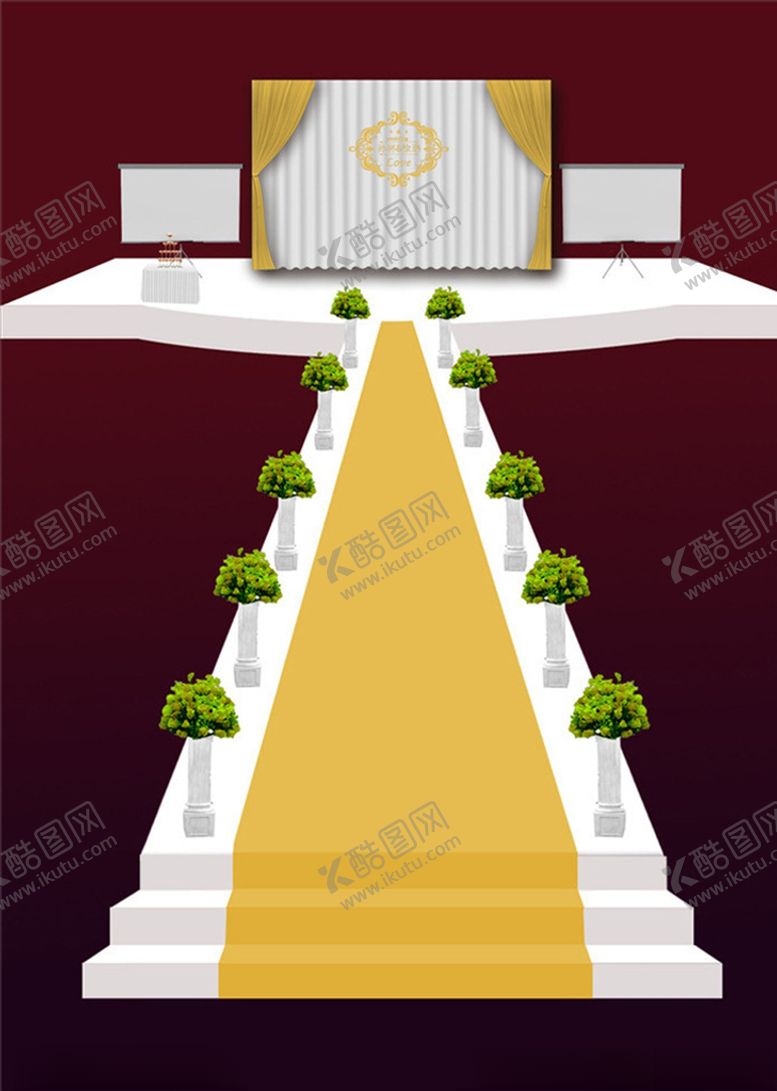 编号：68411904280400305048【酷图网】源文件下载-婚礼现场舞台迎宾区场景布置