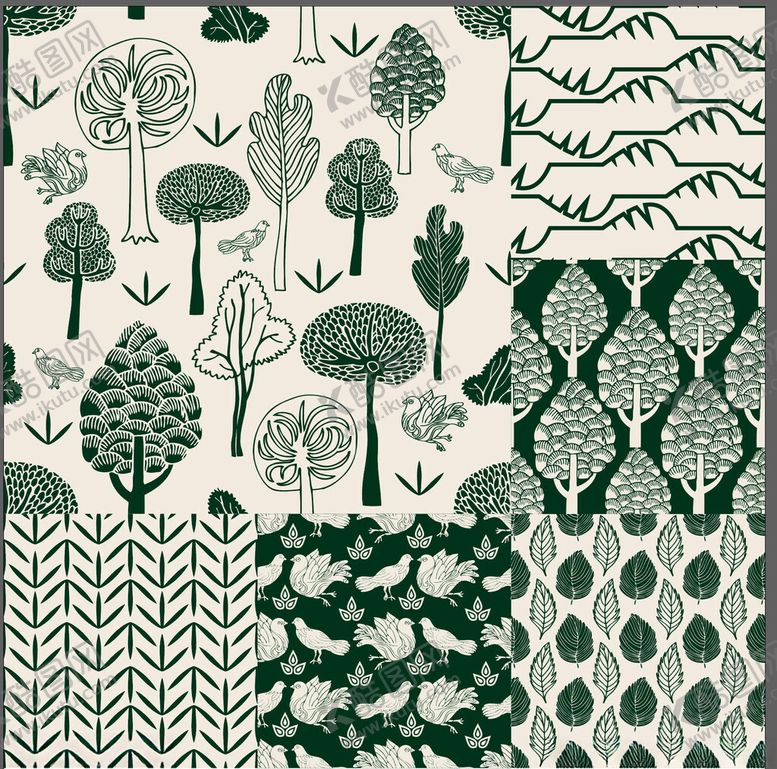 编号：80318210310128565866【酷图网】源文件下载-森林主题几何图案设计素材