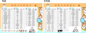 宠物店价目表
