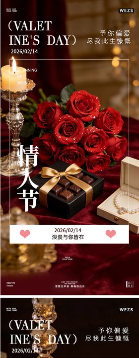 情人节简约高极玫瑰花海报