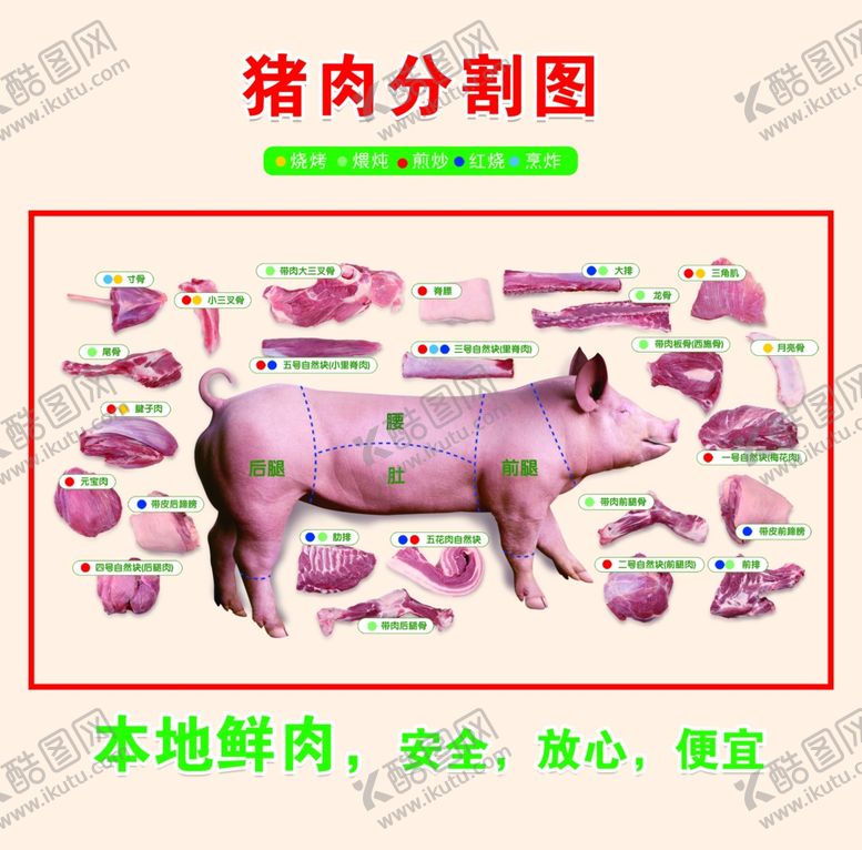 编号：26156002070305034065【酷图网】源文件下载-猪肉分割图