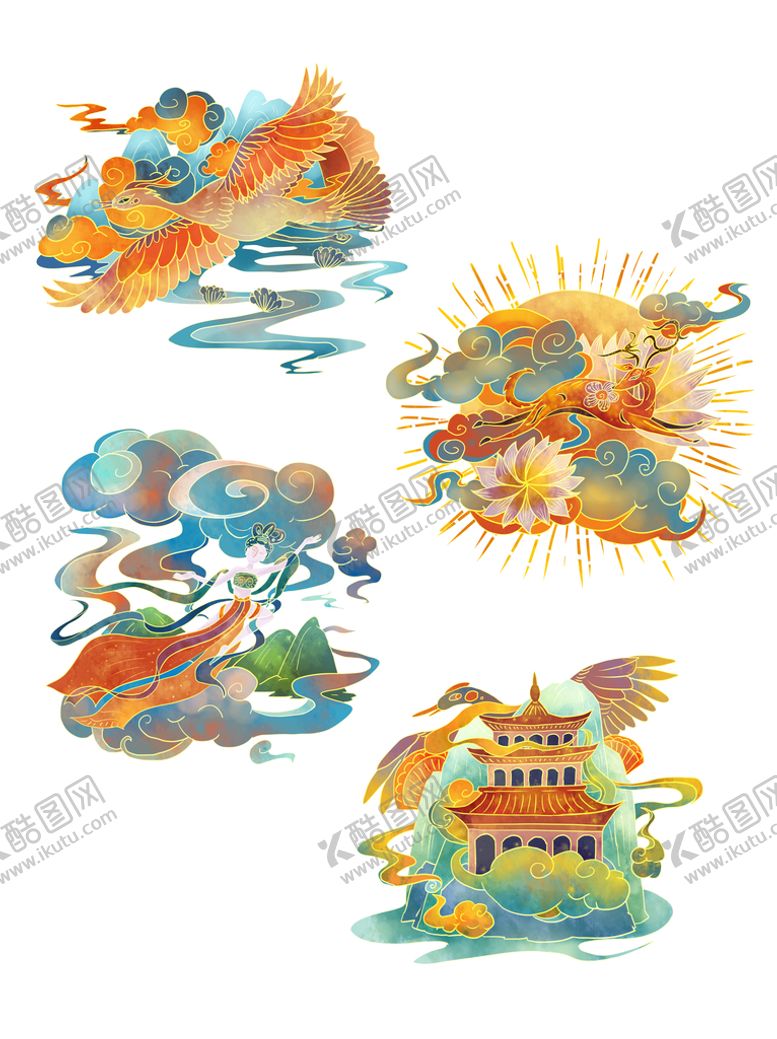 编号：91302409160601086391【酷图网】源文件下载-祥云水纹印花