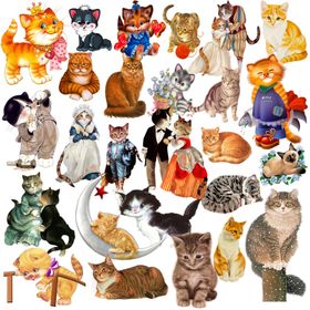 彩绘猫咪矢量图