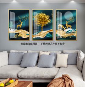 树林麋鹿高清风景画挂画