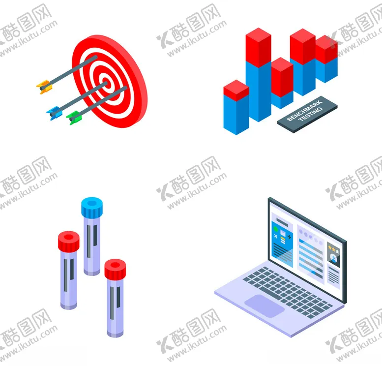 编号：36155702271641159668【酷图网】源文件下载-商业目标数据分析等距图标插画