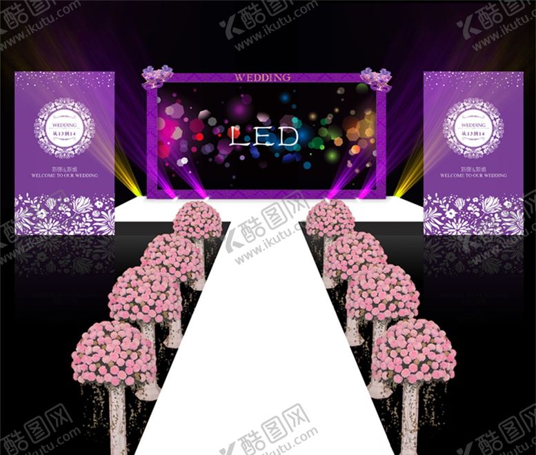 编号：37385009300425475602【酷图网】源文件下载-婚礼现场舞台迎宾区场景布置