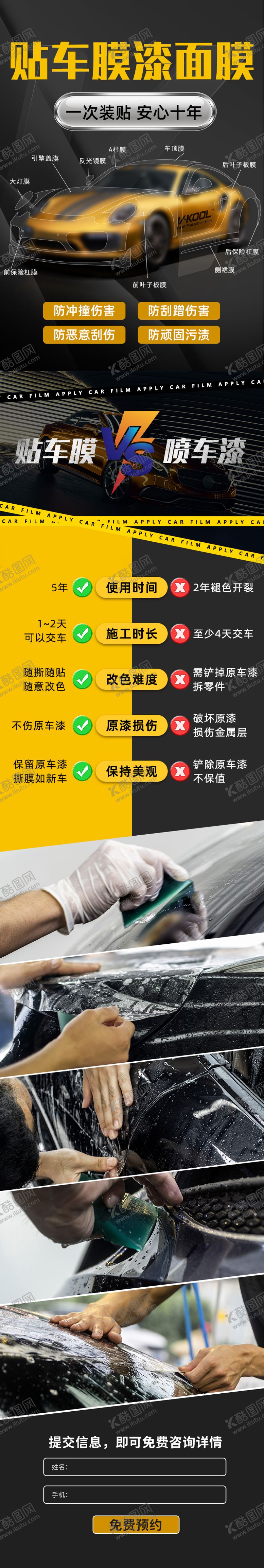 编号：98581304300710055050【酷图网】源文件下载-汽车贴膜介绍长图