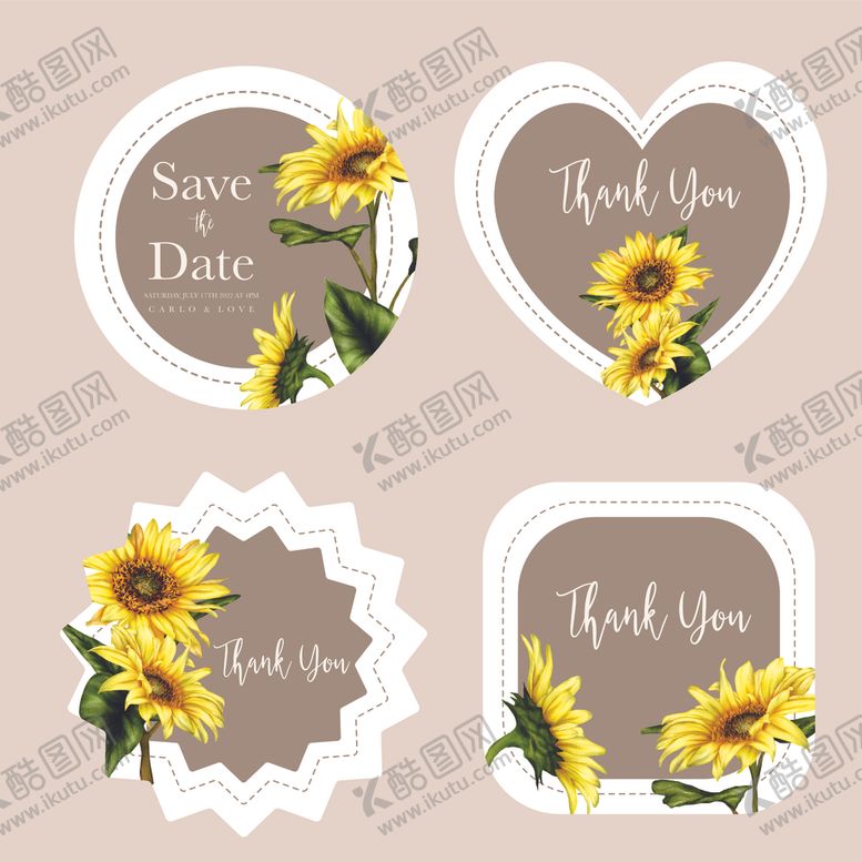 编号：82213010280344097920【酷图网】源文件下载-向日葵感谢卡片设计素材