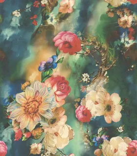 手绘花定位数码印乱