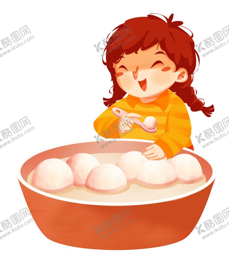 编号：59669801240844471522【酷图网】源文件下载-小女孩吃元宵汤圆元宵节