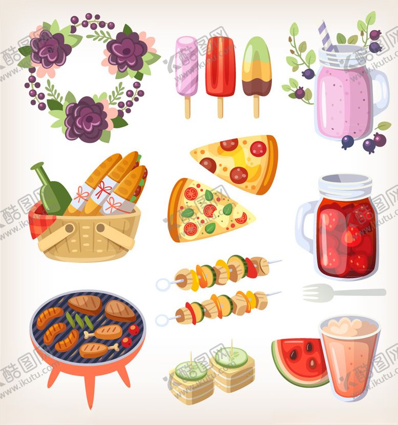 编号：46150909121410264765【酷图网】源文件下载-烧烤美食披萨