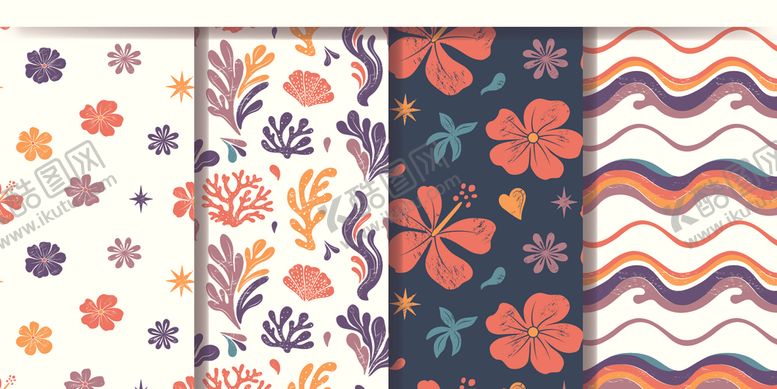 编号：32191604022350207363【酷图网】源文件下载-花卉与条纹图案