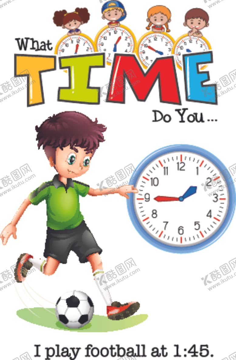 编号：14114009171748469450【酷图网】源文件下载-卡通儿童和时钟