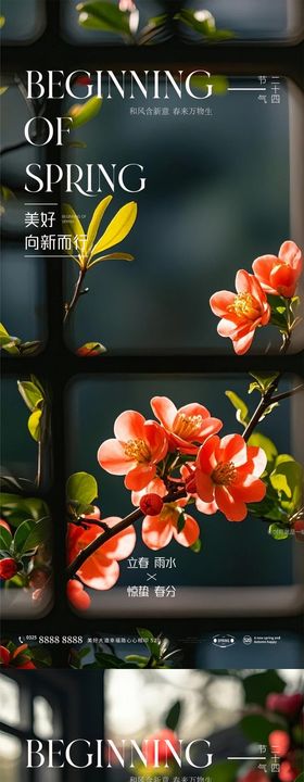 立春雨水惊蛰春分节气系列海报