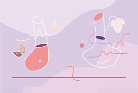 醒酒器葡萄酒手绘插画葡萄