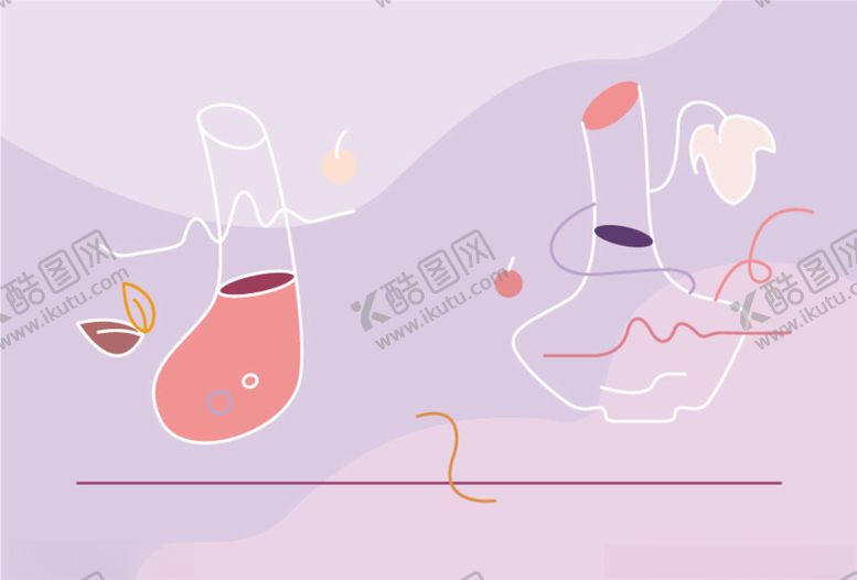 编号：84300609241113337813【酷图网】源文件下载-醒酒器葡萄酒手绘插画葡萄