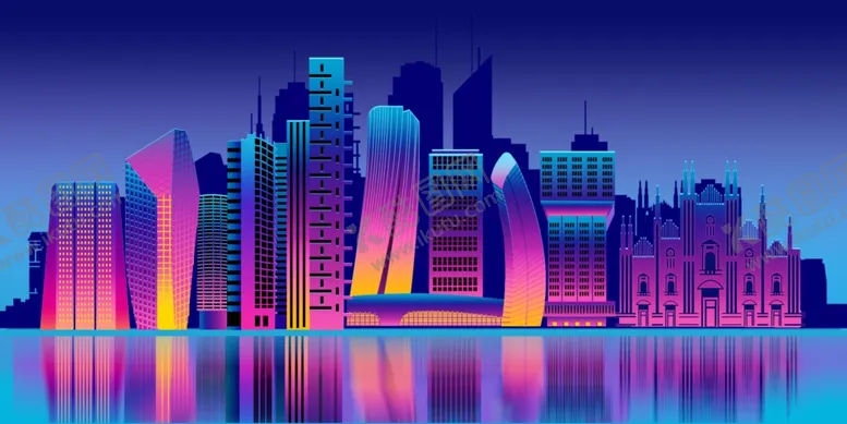 编号：47012102161755166025【酷图网】源文件下载-建筑渐变插画